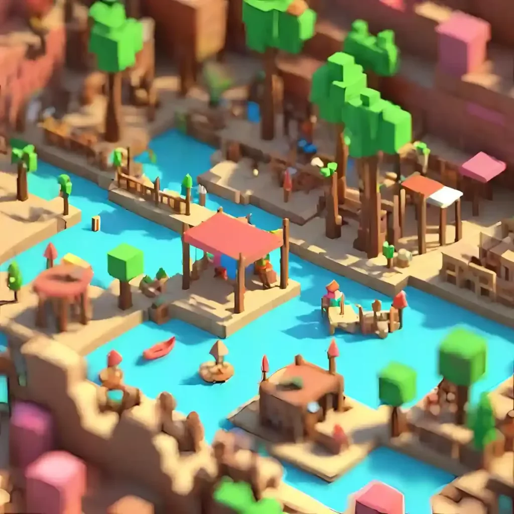 3D image of tropical scene with water and tents on sand